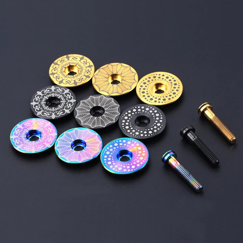

1Set Lightweight Titanium Alloy Bicycle Headset Cap + M6*30mm Bike Headset Stem Bolt 3 Colors Headset Screw Bicycle Parts