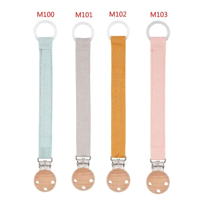 

Natural Wooden Pacifier Chain Baby Pacifier Clips Cotton Linen Soother Holder 425F