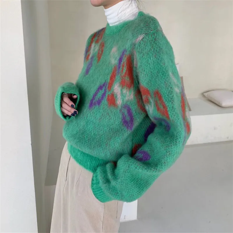 

Mohair jacquard knitted sweater