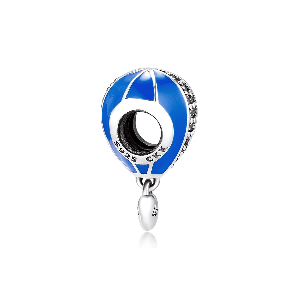CKK 100% 925 Sterling-Silver-Jewelry Blue Hot Air Balloon Dangle Heart Charm DIY Fits for Making Charms Bracelets Necklace | Украшения и