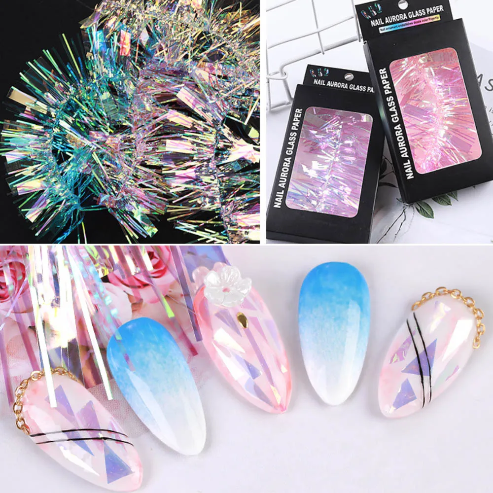 1 шт красочные наклейки для ногтей Aurora glass paper beauty Design Nail Art аксессуары | Красота и