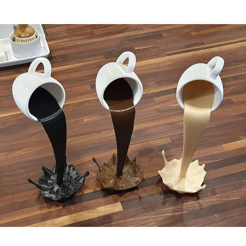 

Resin Statues Floating Coffee Cup Art Sculpture Home Kitchen Decoration Crafts Spilling Magic Pouring Liquid Splash Coffee Mug