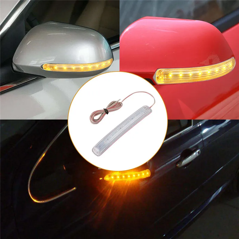 

New LED Car Turn Signal Light Auto Rearview Mirror Indicator Lamp Soft Flashing FPC Universal Yellow 9 SMD Amber Light Source
