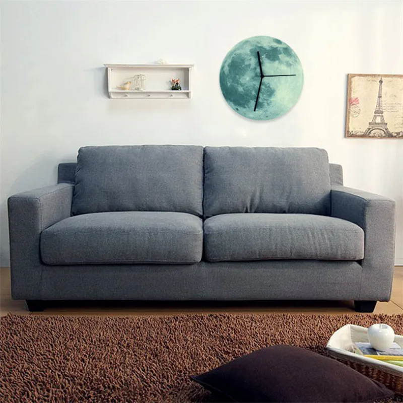 30 см креативные Светящиеся Настенные часы Луна водонепроницаемый ПВХ акриловый