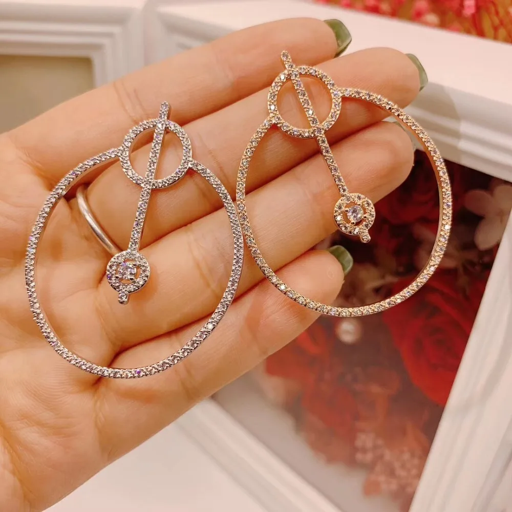 RAKOL белого круглые кубические циркониевые серьги-гвоздики в виде колец для