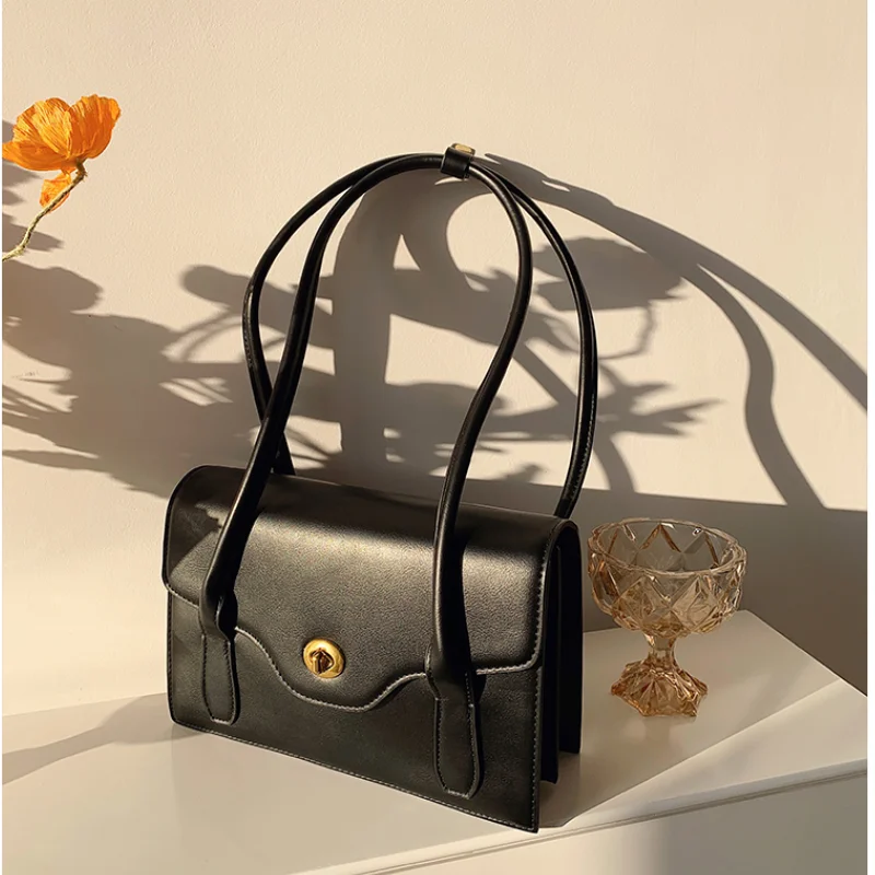 

Elegant Retro Briefcase for Women 2021 New Armpit Bag Tote Bag Fashion Luxury Designer Lock Large Capacity Shoulder Bag Female