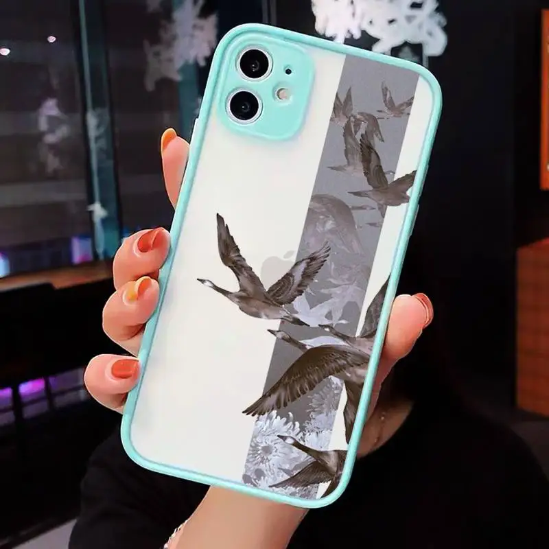 

Rose flowers art Phone Case For iPhone 12 11 Mini Pro XR XS Max 7 8 Plus X Matte transparent blue Back Cover
