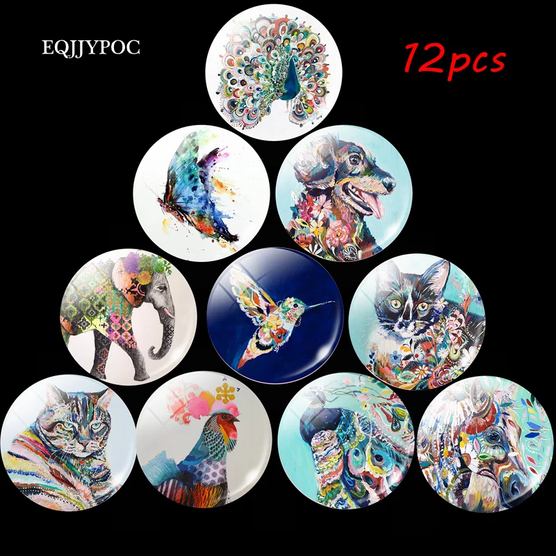 12 шт. магнит на холодильник с животными из мультфильмов кошка собака 25 мм 30