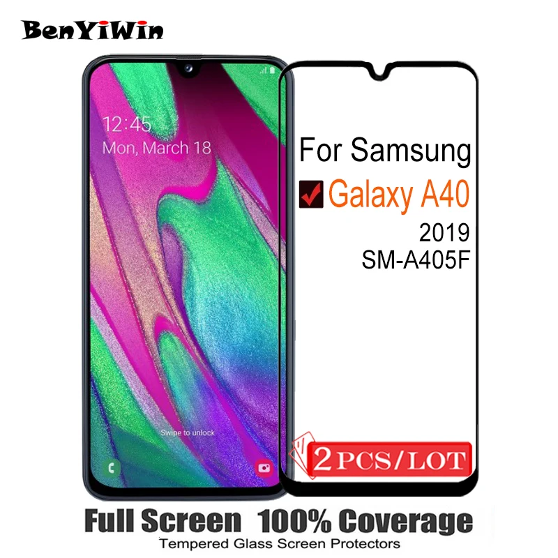 Защитное стекло для Samsung Galaxy A40 с полным покрытием 2 шт. | Мобильные телефоны и