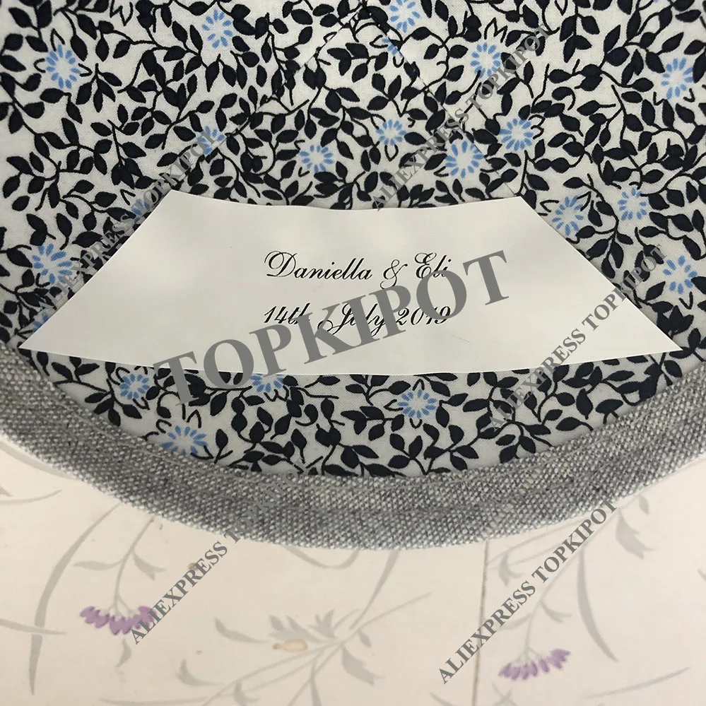 Светло-серый тяжелый Лен YARMULKE с белой вышивкой Логотип 18