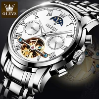 olevs mens mechanical watch luxury automatic skeleton east watches for men waterproof moon phase man wristwatch mechanism