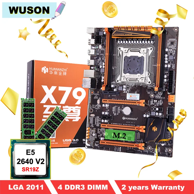 Материнская плата HUANANZHI X79 Deluxe CPU RAM Combo M.2 WIFI слот SSD ЦП Xeon E5 2640 V2 8G память 2*4G REG