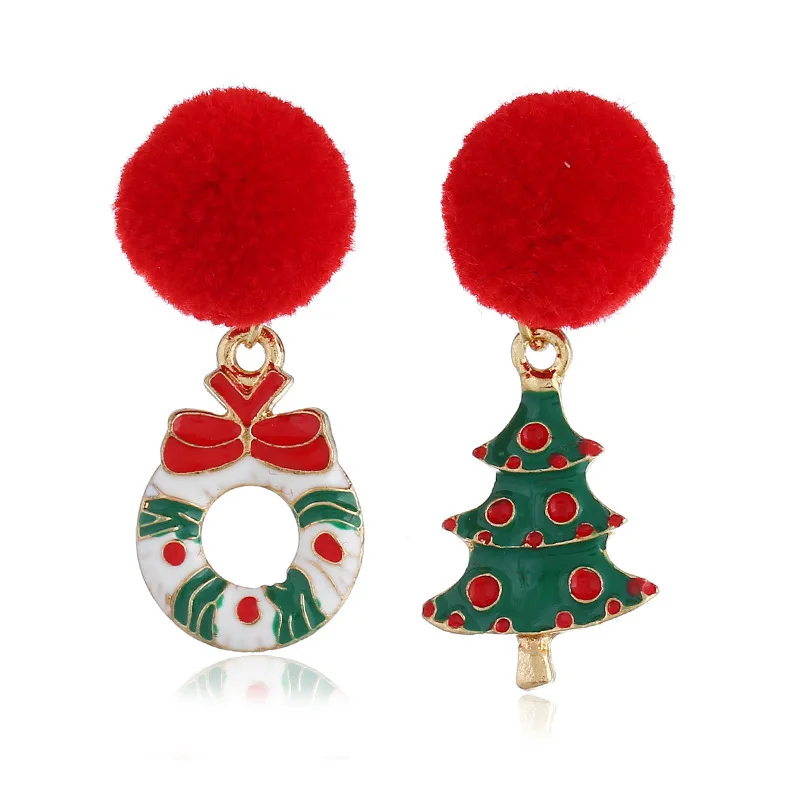 Style 30 Фирменный Новогодний подарок Санта Клаус сливовый олень белый бархатный шар Красный Кристалл Висячие серьги длинные серьги с подвесками для Рождества - Цвет: Style 30
