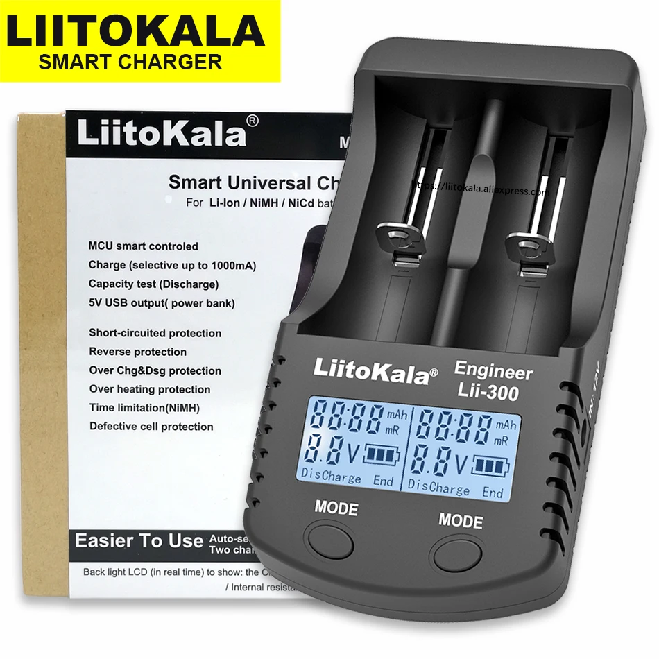liitokala lii 300 lcd 18650 battery charger 3 7v 1 2v 26650 18350 14500 18500 16340 aa aaa measurable capacity free global shipping