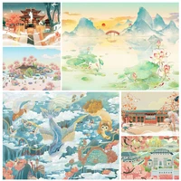 chinese traditional colored drawing 5d diy full square and round diamond painting embroidery cross stitch wall art home decor