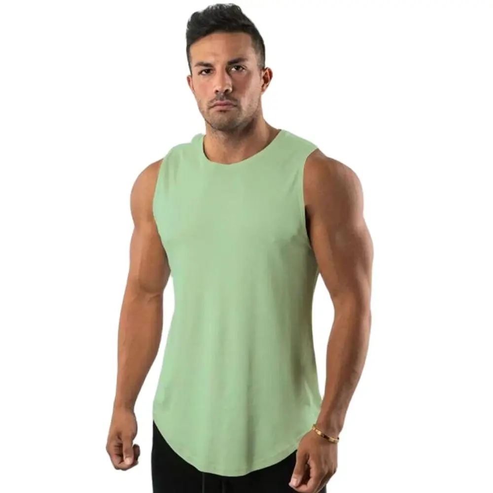

NewSolid Color Bodybuilding Tank Tops Men GymFitness Cotton Sleeveless Shirt Male Summer Casual Stringer Singlet Vest Undershirt