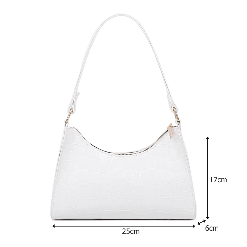 

Women Fashion PU Alligator Pattern Underarm Bag Vintage Solid Color Hobos Bags Casual Ladies Wallet Shoulder Pouch 2021 Trend