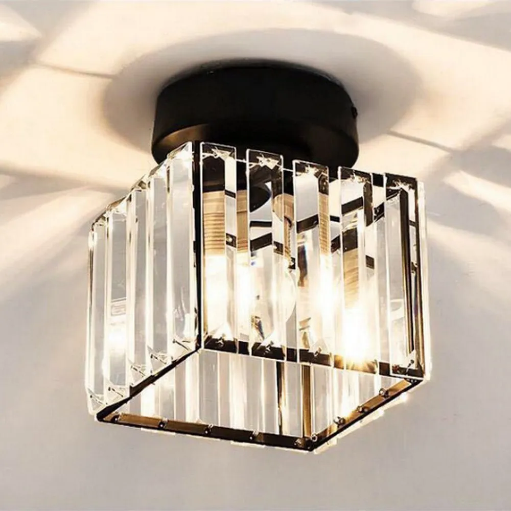 

New Modern Crystal Ceiling Lighting Fixture Round Square Surface Mounted Crystal Ceiling Lamp For Corridor Bedroom Entrance Hall