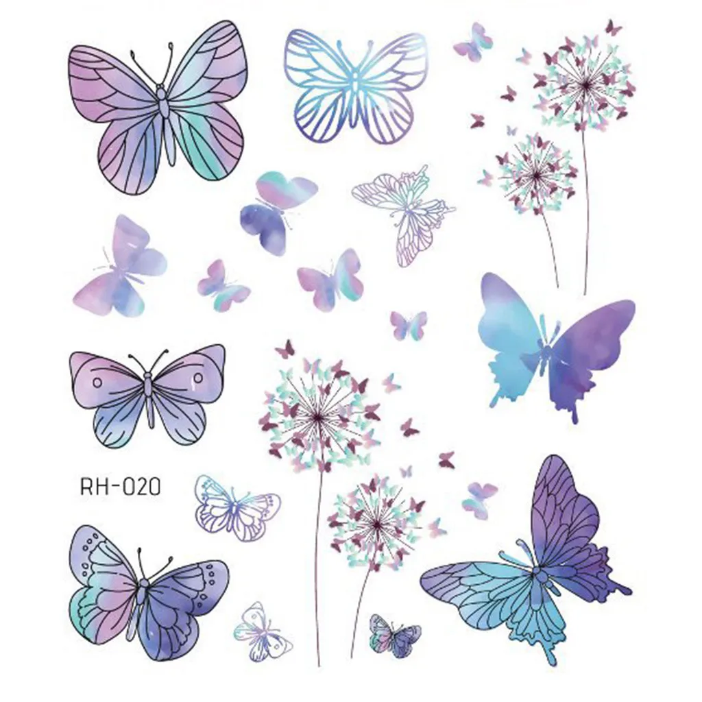 Водостойкая Временная тату наклейка 3D бабочка цветная вспышка модная Татуировка