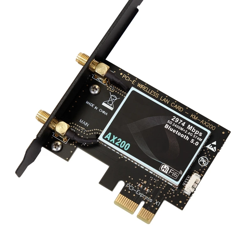 

PCI Express Network Card Gigabit for AX200 Dual Band 2.4G/5Ghz Bluetooth5.1 802.11Ax Wifi Card for Window10 Linux