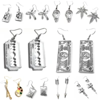 earrings for women fashion punk handcuffs blade gun drop earrings simple cool cute jewelry custom handmade girls gift banknote