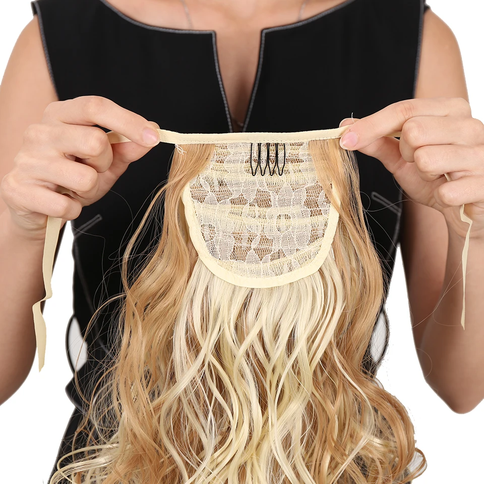 

WEILAI Short Clip In Drawstring Curly Ponytail Hair Pieces Heat Resistant Synthetic Hair Tail Horse Tress Short Hair Tails