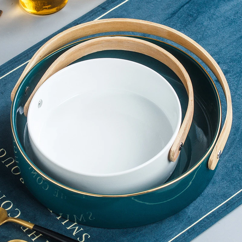 Скандинавские Керамические 4 сетки тарелка для фруктов орехов креативный с