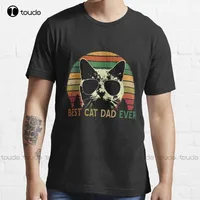 New Best Cat Dad Ever - Vintage Retro Cat Father Gift Men T-Shirt T-Shirt Cotton Tee Shirt S-3Xl daddy shirt fashion funny new