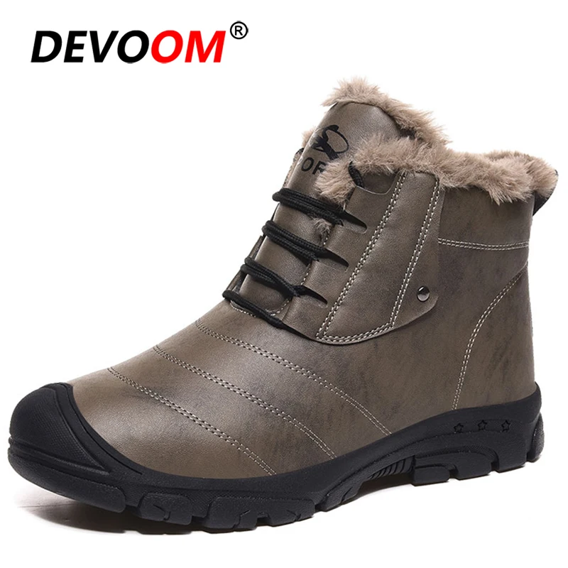 Зимние походные ботинки для улицы мужские кожаные водонепроницаемые кроссовки