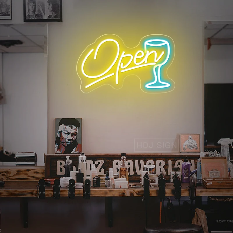 Open Neon Sign Bar Neon Lights Wall Hanging Word Signs For Store Business Bar Club Party Room Wall Neones Decorativos Gift