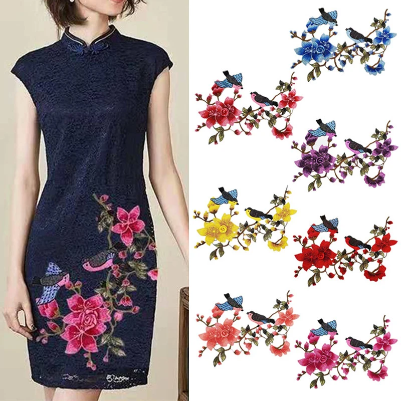 Китайский стиль вышивка патчи для одежды цветок сливы Феникс ткань паста
