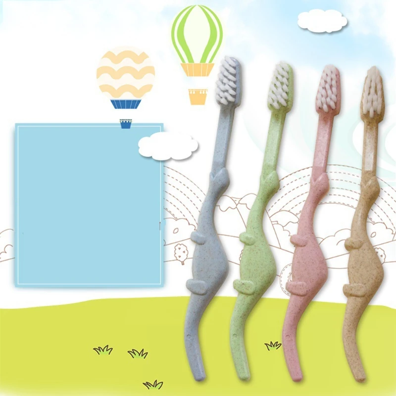 Детская зубная щетка в форме динозавра из натурального бамбукового волокна 3
