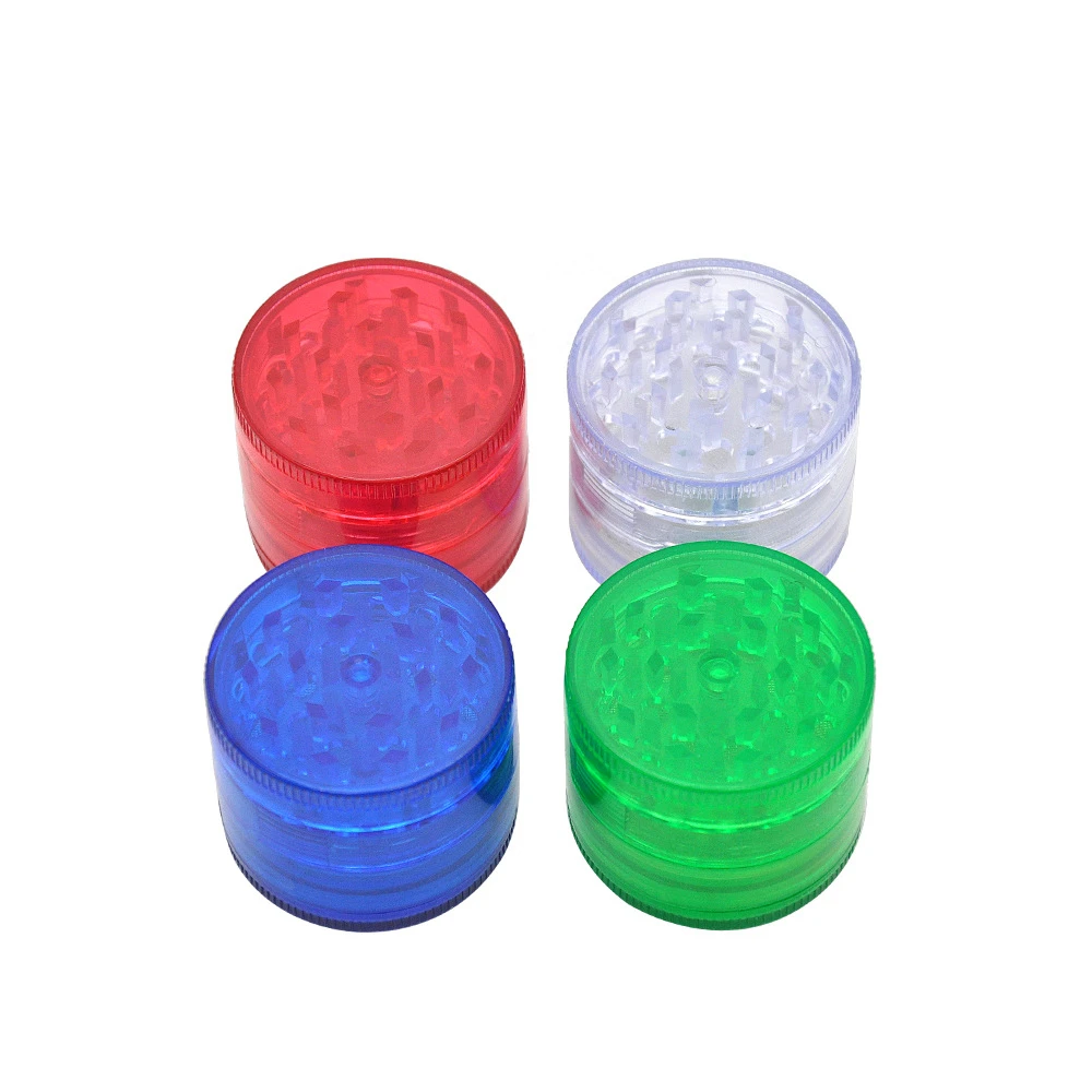 

4-layer Plastic Weed Grinder 50MM/1.97inch Simple Transparent Spice Herb Tobacco Grass Grinder for Smoking Blender Herb Crusher