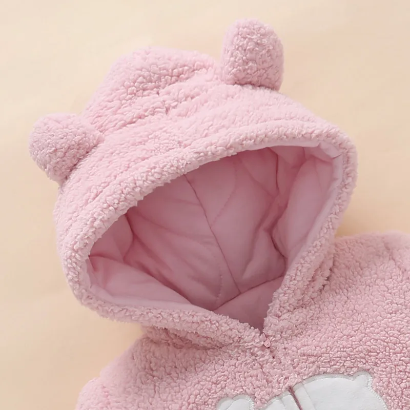 Зимняя одежда для новорожденных девочек теплый комбинезон из плотного флиса