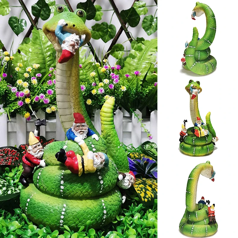 

Décoration De Jardin Cartoon Funny Colorful Gnomes Green Snake Garden Statues Yard Art Resin Figurine Decorations Outdoor Gift