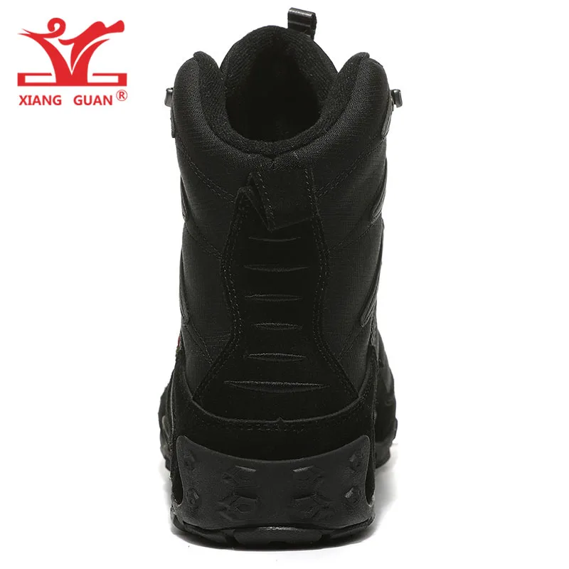 XIANG GUAN Man Hiking Shoes Men Waterproof Plush Warm High Top Climbing Mountain Tactical Boots Outdoor Sports Trekking Sneakers