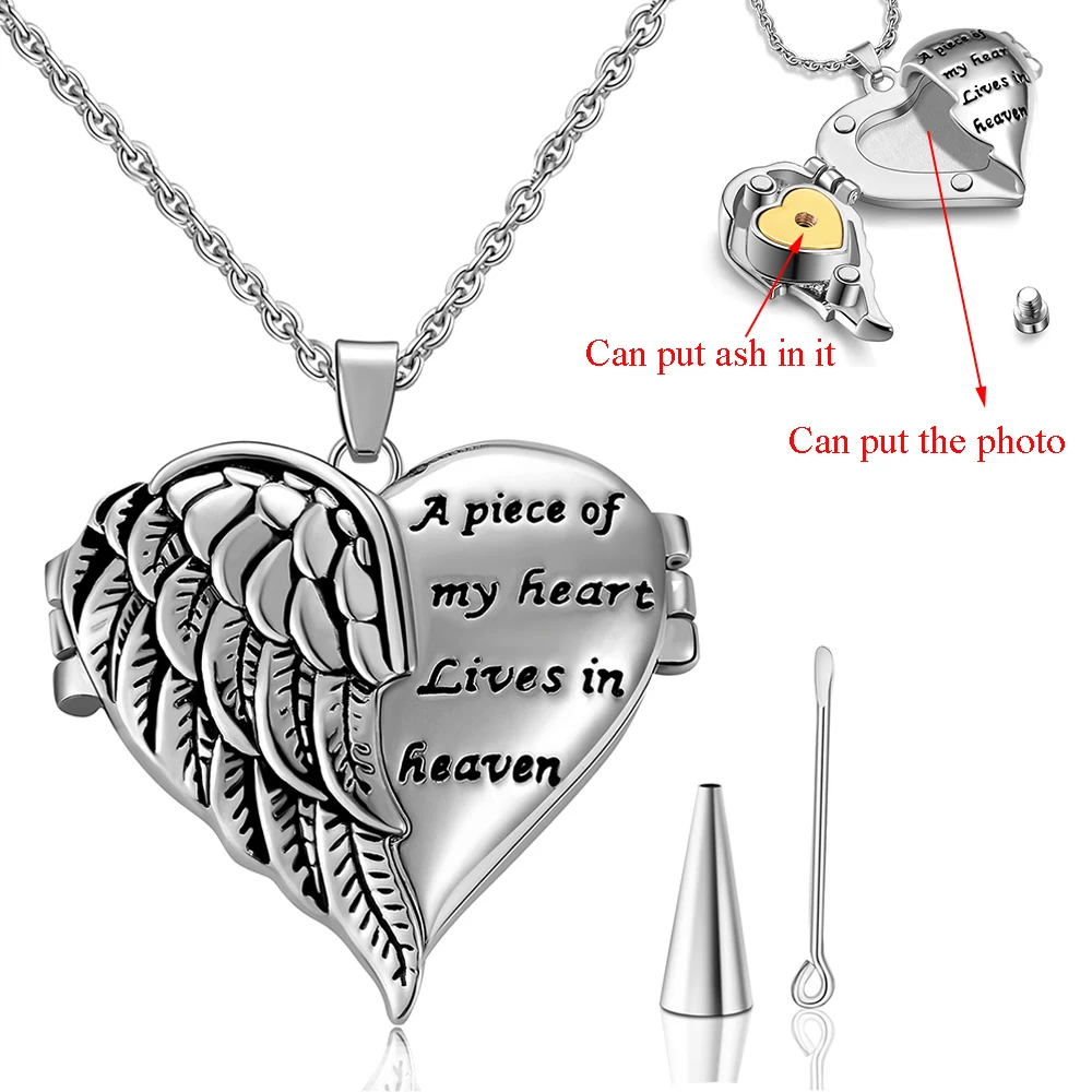 

A piece of my heart Lives in heaven Cremation Urn Necklace Ash Jewelry Memorial Keepsake Pendant Dropshipping