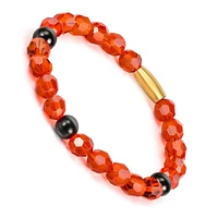bofee red glass beaded bracelet string link stretch trendy yoga custom hand chain fashion jewelry gift friendship for women