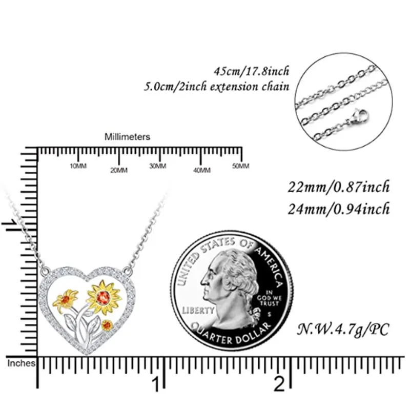 Элегантное ожерелье с подвеской в виде сердца подсолнуха женское модное