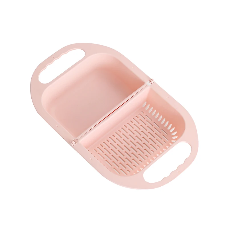 

Foldable Plastic Dishwashing Drain Basket Three Colors Optional Square Size Folding Washing Basket Fruit Basket with Handle