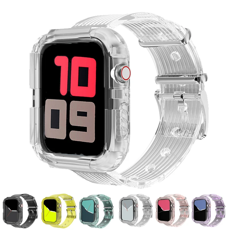 Ремешок силиконовый для apple watch 5 4 42 мм 38 спортивный прозрачный браслет iwatch series 3/2/1