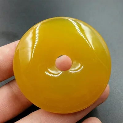 

Exquisite yellow agate large donut pendant, chalcedony agate pendant