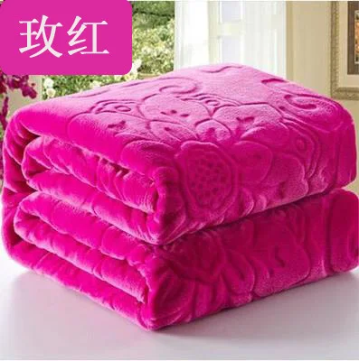 King size, 200x230 см, одноцветное, с Цветочным Тиснением, жаккардовое одеяло, толстое, теплое, высокое качество, Коралловое Флисовое одеяло на кровать, плед - Цвет: NO.12