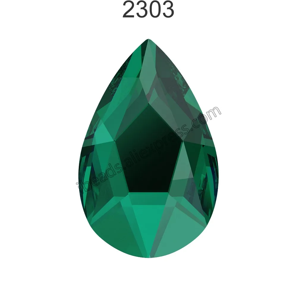 Оригинальные кристаллы Swarovski 2303 груша с плоской задней частью без горячей фиксации Стразы для дизайна ногтей DIY украшения одежды - Цвет: Emerald 205 F