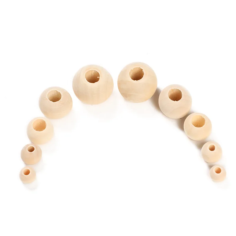 Бусины из натурального дерева с большим отверстием 8-50 мм