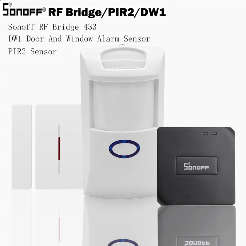 Sonoff PIR 2 датчика Sonoff DW1 датчик сигнализации RF мост 433 МГц Wifi беспроводной преобразователь сигнала для умного дома Alexa комплекты безопасности