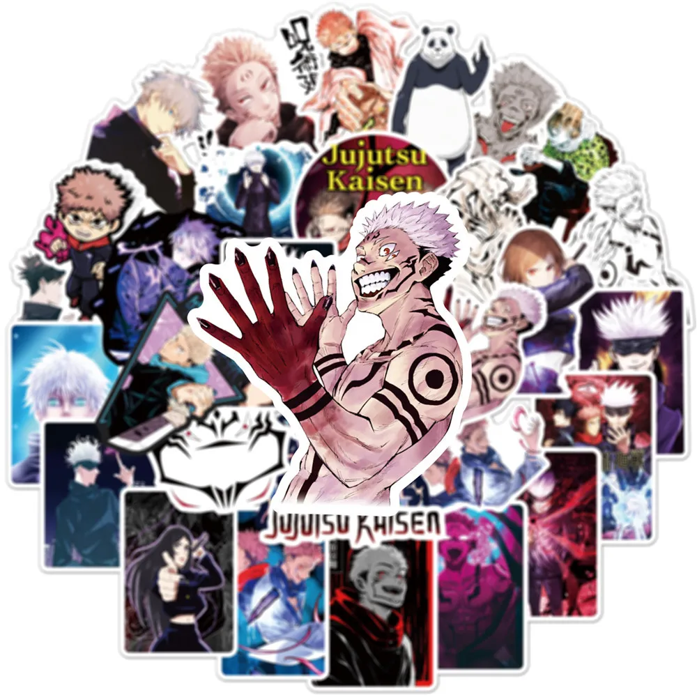 

50Pcs Cute Jujutsuxs Kaisenxs Anime Waterproof Stickers For Laptop Car Computer Notebook Phone Skateboard Kids and Adults