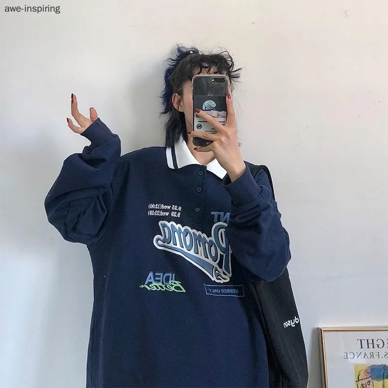 

Autumn Oversized Hoodies Women Korean Trendy Plus Size Letter Print Sweatshirt Loose Harajuku Tops Pink Long Sleeve Clothes