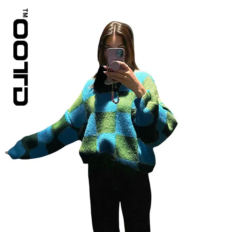 

Новинка 2021, зимние женские модные вязаные свитера OOTD с круглым вырезом и длинным рукавом, свободные женские свитера в стиле Звезд