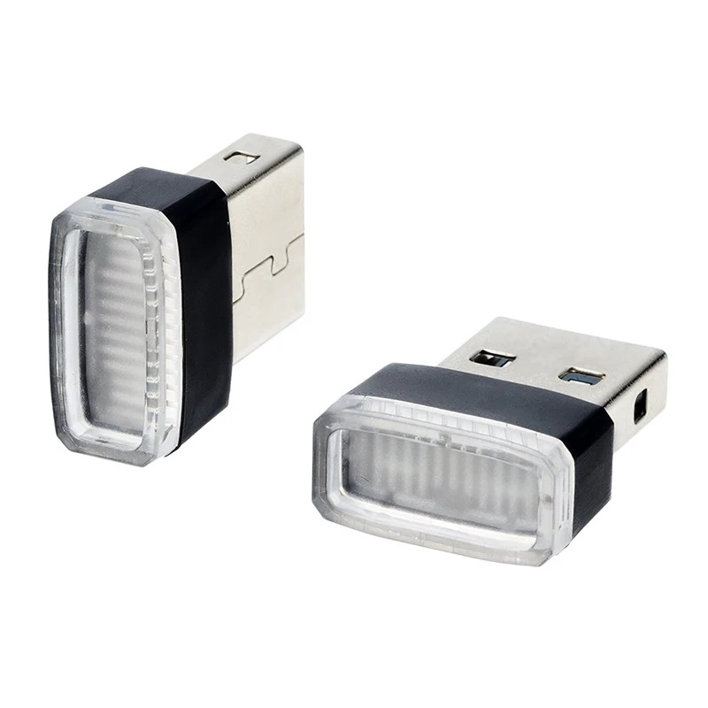 JURUS 10 шт. мини-usb, лампа светодиодный моделирование окружающего света автомобиля неоновое Внутреннее освещение Plug And Play красный/синий/белый автомобильный Стайлинг